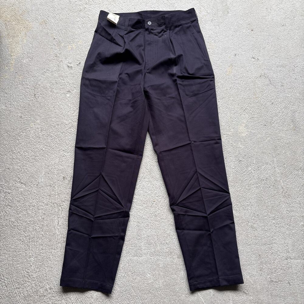 Vintage 90s Lee Navy Double-Pleat Relaxed Fit Deadstock Cotton Khakis 32x32 NTW